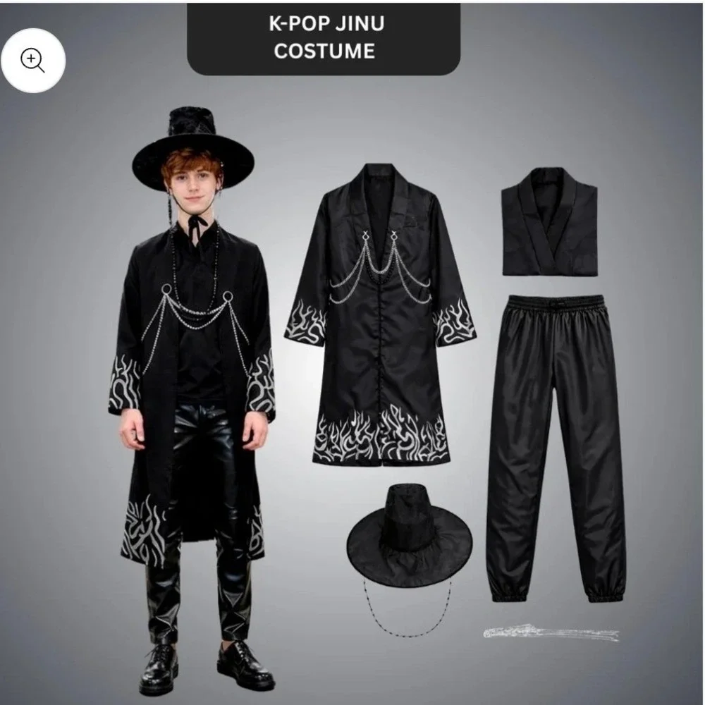 NWT KP0P Demon Costume Hunters Saja Boys Grim Reaper Black Outfit, Boys Cosplay